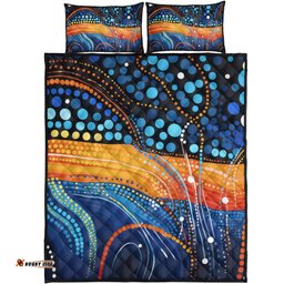 Australia Dreaming Aboriginal Quilt Bed Set - Colorful Aboriginal With Indigenous Patterns Inspired Quilt Bed Set