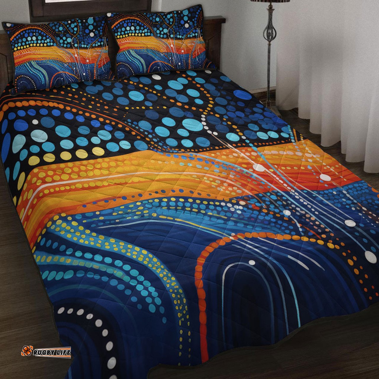 Australia Dreaming Aboriginal Quilt Bed Set - Colorful Aboriginal With Indigenous Patterns Inspired Quilt Bed Set