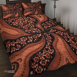 Australia Aboriginal Quilt Bed Set - Brown Background With An Aboriginal Art Style Quilt Bed Set