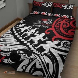 Honour The Treaty New Zealand Personalised Quilt Bed Set Toitu Te Tiriti Half Fern with Haka dance