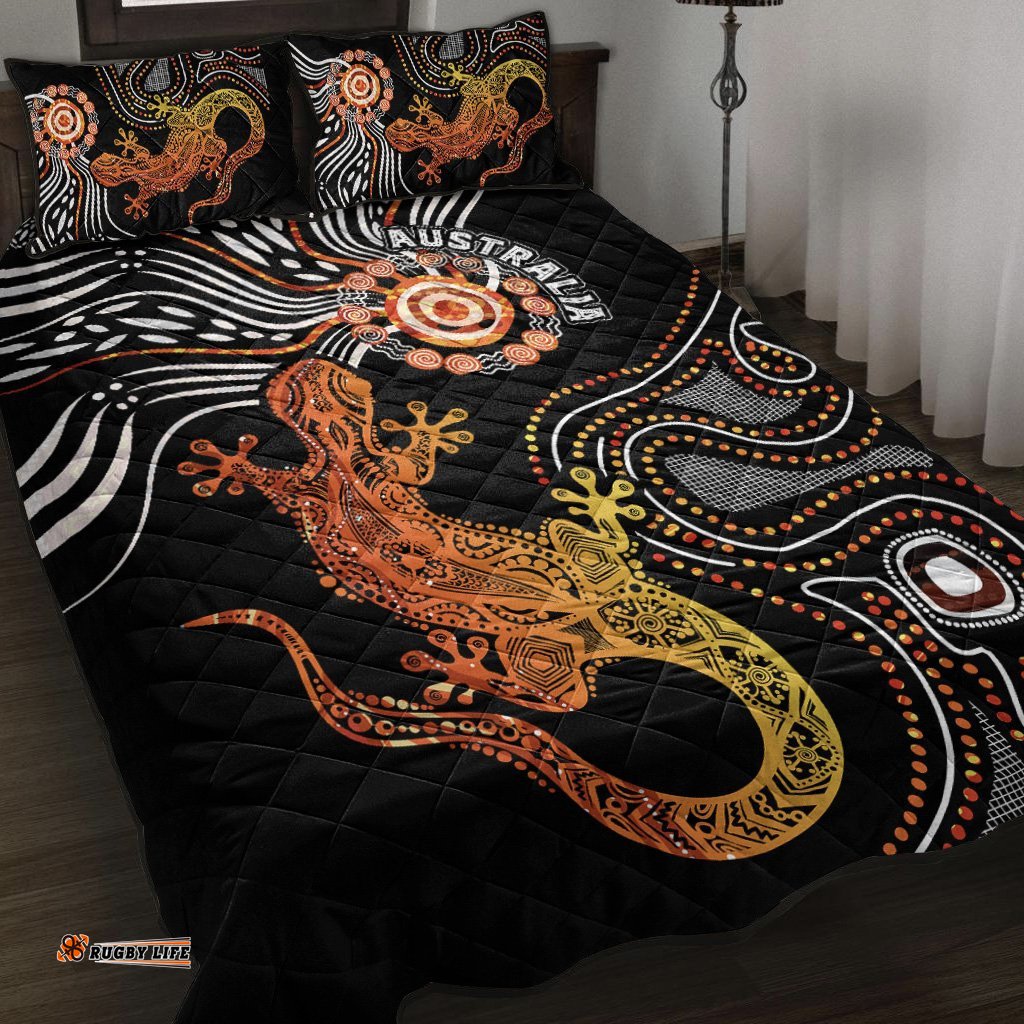 Aboriginal Quilt Bed Set Lizard Sunshine