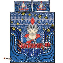 Newcastle Knights Christmas Custom Quilt Bed Set - Christmas Knit Patterns Vintage Jersey Ugly Quilt Bed Set