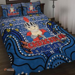 Newcastle Knights Christmas Custom Quilt Bed Set - Christmas Knit Patterns Vintage Jersey Ugly Quilt Bed Set