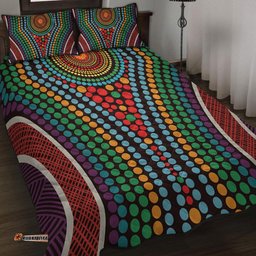 Australia Dot Painting Inspired Aboriginal Quilt Bed Set - Dot Color In The Aboriginal Style Quilt Bed Set