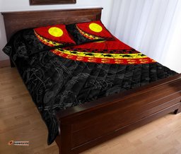 Australia Aboriginal Inspired Quilt Bed Set - Indigenous Flag Circle Dot Painting