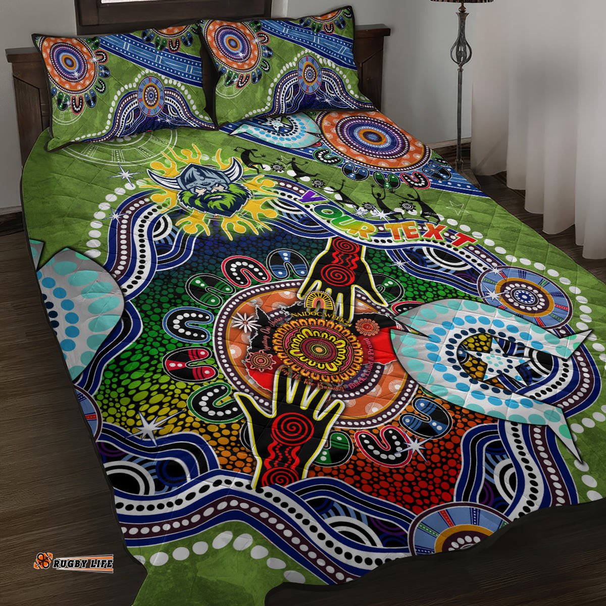 personalised raiders naidoc week 2024 quilt bed set australia aboriginal dot painting dt02