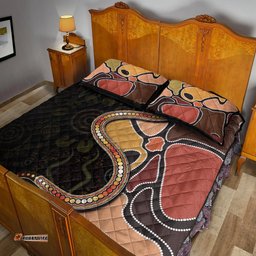 Quilt Bed Set Aboriginal Snake With Dot Painting