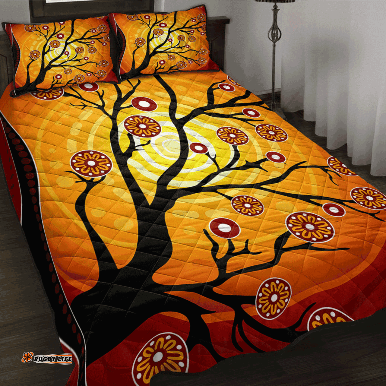 Australia Aboriginal Inspired Quilt Bed Set - Tree on the hill