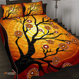 Australia Aboriginal Inspired Quilt Bed Set - Tree on the hill