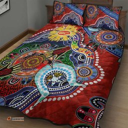 custom naidoc week 2024 gold coast suns quilt bed set australia aboriginal dot painting dt02