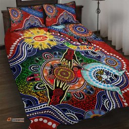 custom naidoc week 2024 gold coast suns quilt bed set australia aboriginal dot painting dt02