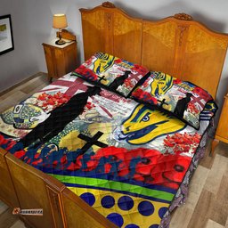 Parramatta Eels Anzac Day Lest We Forget Custom Quilt Bed Set - Remembrance Parramatta Eels With Anzac Poppy Watercolour Style