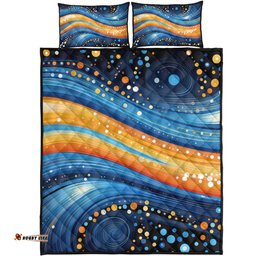 Australia Dreaming Aboriginal Quilt Bed Set - Aboriginal Indigenous Dot Painting Dream Art Inspired Quilt Bed Set