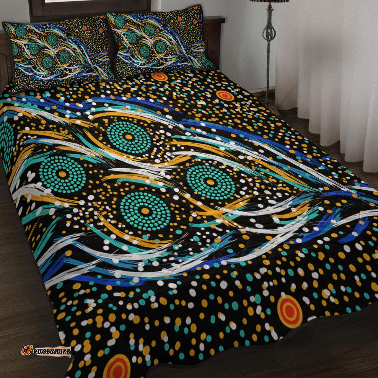 Australia Aboriginal Quilt Bed Set - Color Dot Dreamtime Quilt Bed Set