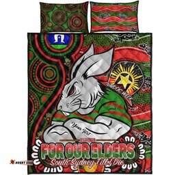 South Sydney Rabbitohs Custom Quilt Bed Set - Bunnies For Our Elders Hoodie Quilt Bed Set