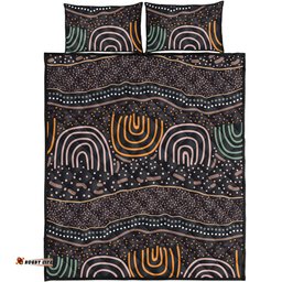 Australia Aboriginal Quilt Bed Set - Indigenous Art Background Quilt Bed Set