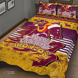 Brisbane Broncos Christmas Custom Quilt Bed Set - Merry Christmas Broncos 1992 Retro Heritage Jersey