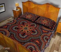 aboriginal quilt bed set aboriginal dot painting flowers style ver02