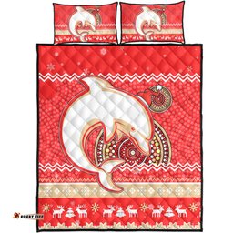 Redcliffe Dolphins Quilt Bed Set - Australia Ugly Xmas With Aboriginal Patterns For Die Hard Fans