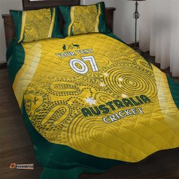 Australia Cricket Custom Indigenous Quilt Bed Set Aboriginal Arts GO Aussie