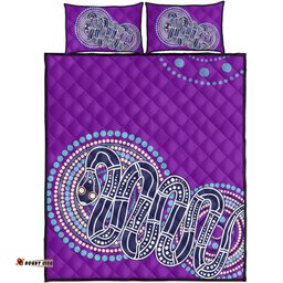 Australia Aboriginal Quilt Bed Set - Purple Rainbow Serpent Dreaming Inspired Quilt Bed Set