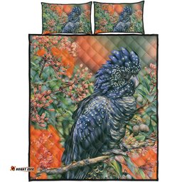 Australia Black Cockatoo Quilt Bed Set - Black Cockatoo and Flowering Gum Quilt Bed Set