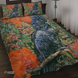Australia Black Cockatoo Quilt Bed Set - Black Cockatoo and Flowering Gum Quilt Bed Set