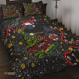 Penrith Panthers Christmas Custom Quilt Bed Set - Let's Get Lit Chrisse Pressie Quilt Bed Set