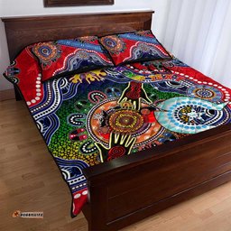 custom naidoc week 2024 essendon bombers quilt bed set australia aboriginal dot painting dt02