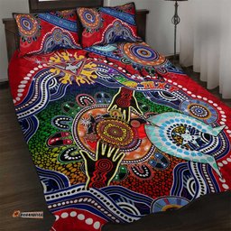 custom naidoc week 2024 essendon bombers quilt bed set australia aboriginal dot painting dt02