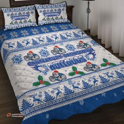 Canterbury-Bankstown Bulldogs Christmas Quilt Bed Set - Canterbury-Bankstown Bulldogs Special Ugly Christmas Quilt Bed Set