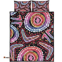 Australia Dot Painting Inspired Aboriginal Quilt Bed Set - Boomerang From Aboriginal Art Quilt Bed Set
