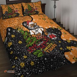 Wests Tigers Christmas Custom Quilt Bed Set - Let's Get Lit Chrisse Pressie Quilt Bed Set