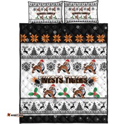 Wests Tigers Christmas Quilt Bed Set - Wests Tigers Special Ugly Christmas Quilt Bed Set