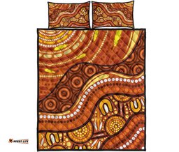 Aboriginal Quilt Bed Set Landscape and The Sun Dot Painting Art