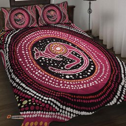 Australia Aboriginal Quilt Bed Set - Aboriginal Background Featuring Kangaroo Dot Design Quilt Bed Set