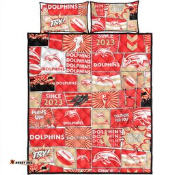 Redcliffe Dolphins Quilt Bed Set - Team Of Us Die Hard Fan Supporters Comic Style