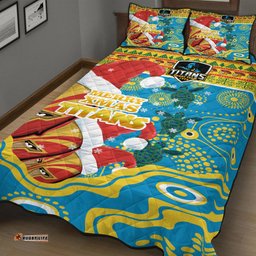 Gold Coast Titans Christmas Quilt Bed Set - Custom Merry Titans Christmas Indigenous