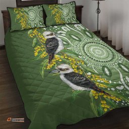 Aussie Kokaburra Golden Wattle Quilt Bed Set Aboriginal with National Color