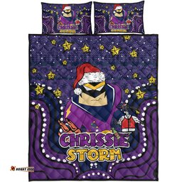 Melbourne Storm Christmas Custom Quilt Bed Set - Christmas Knit Patterns Vintage Jersey Ugly Quilt Bed Set