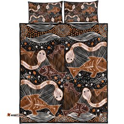 Australia Aboriginal Quilt Bed Set - Underwater Painting In Aboriginal Style Quilt Bed Set