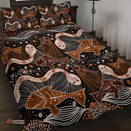 Australia Aboriginal Quilt Bed Set - Underwater Painting In Aboriginal Style Quilt Bed Set