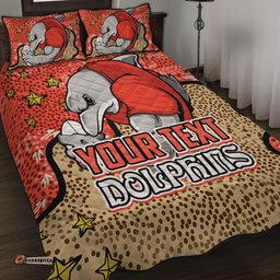 Redcliffe Dolphins Custom Quilt Bed Set - Team With Dot And Star Patterns For Tough Fan Quilt Bed Set