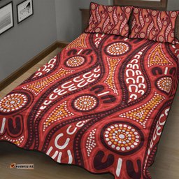 Australia Aboriginal Inspired Quilt Bed Set - Indigenous Art Aboriginal Inspired Dot Painting Style 4
