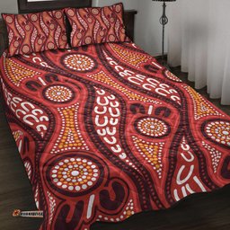 Australia Aboriginal Inspired Quilt Bed Set - Indigenous Art Aboriginal Inspired Dot Painting Style 4
