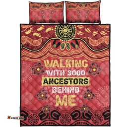 Australia Aboriginal Quilt Bed Set - Walking with 3000 Ancestors Behind Me Red and Gold Patterns Quilt Bed Set