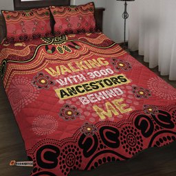 Australia Aboriginal Quilt Bed Set - Walking with 3000 Ancestors Behind Me Red and Gold Patterns Quilt Bed Set