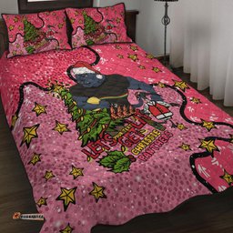 Penrith Panthers Christmas Custom Quilt Bed Set - Let's Get Lit Chrisse Pressie Pink Quilt Bed Set