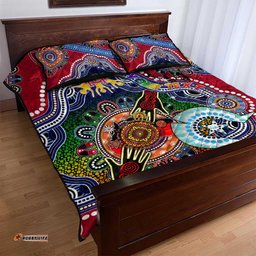 custom naidoc week 2024 melbourne demons quilt bed set australia aboriginal dot painting dt02