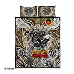 collingwood magpies naidoc week 2024 quilt bed set mascot football dt02